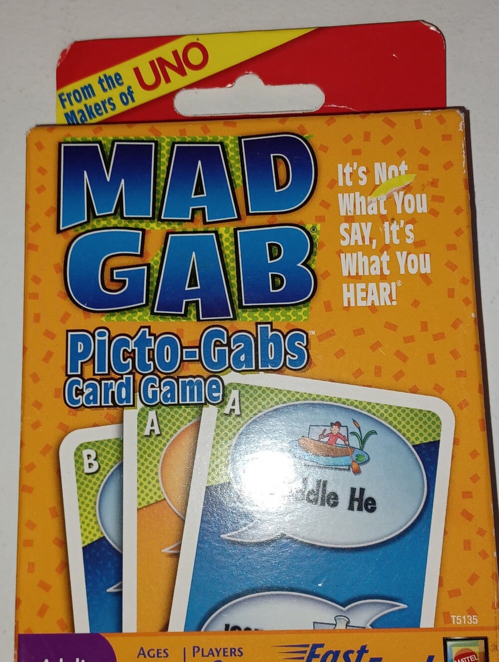 Mattel Mad Gab Picto-Gabs Card Game - Yellow/Blue/Red